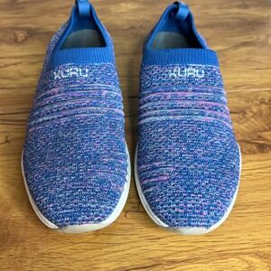 Kuru Stride Sneaker Women 7.5 Purple Knit Slip On Breathable Comfort Lightweight